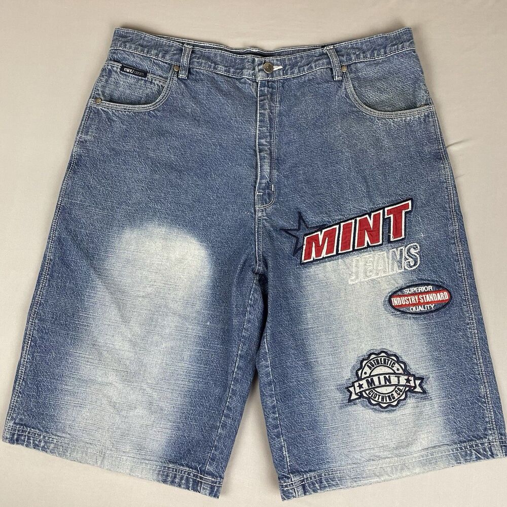 Mint Denim Mid Wash Jean Shorts Men's 38 X 25 Streetwear  Urban Hip Hop Menswear
